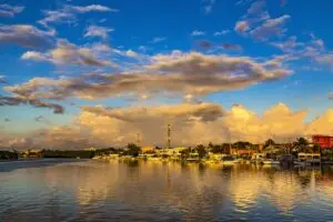 Belize. Sunset on San Pedro Town, Ambergris Caye Island